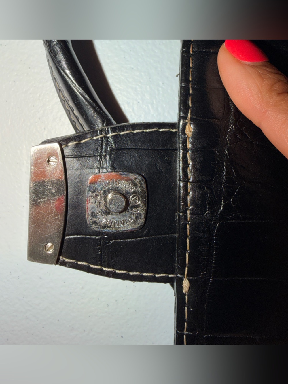 Liz Claiborne Black Croc-Embossed Shoulder Tote - Picture 15 of 16